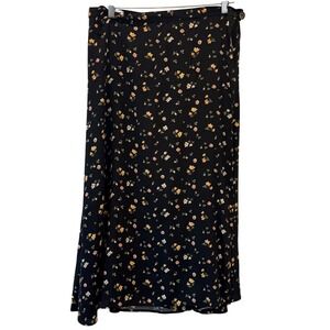 Reformation Bea Skirt Black Floral Midi A-Line Plus Size 20 NWT Cottagecore Boho